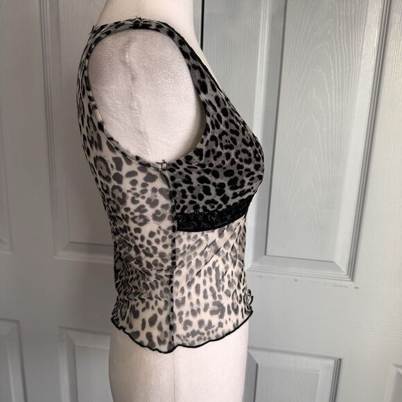 Vibe Women medium Camisole Baby Doll Mesh Lace Retro Y2K Style Leopard Print - Picture 1 of 5